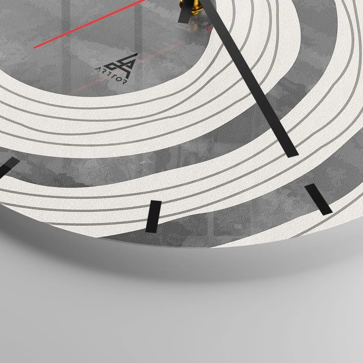 Nástenné hodiny - Sústredné kruhy v odtieňoch sivej a čiernej - 30x30cm - Presný zásah - Moderná nástenná dekorácia do obývacej izby, kuchyne a spálne ARTTOR