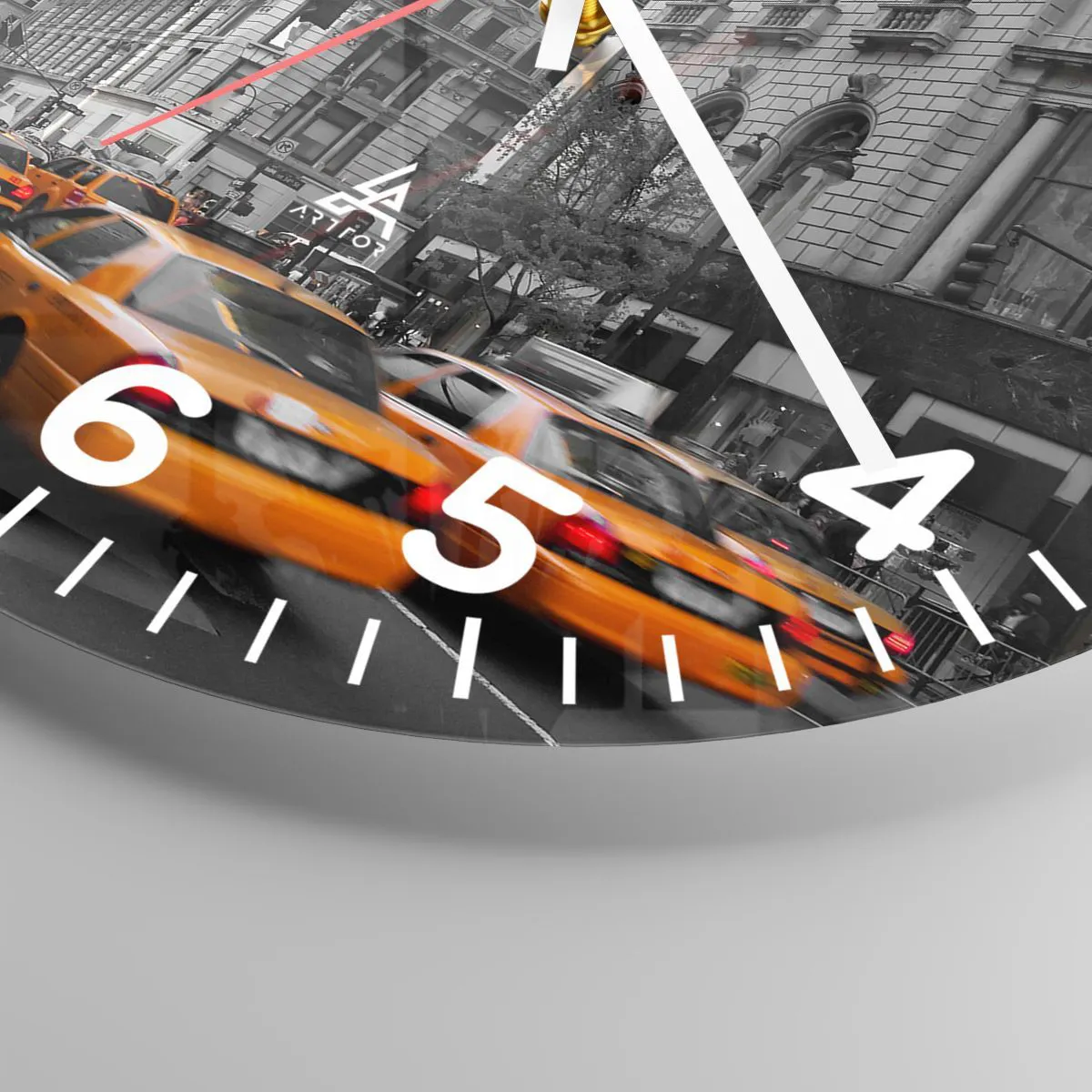 Ceas de perete - Ceas pe sticlă - Soarele marelui oraș - 40x40 cm