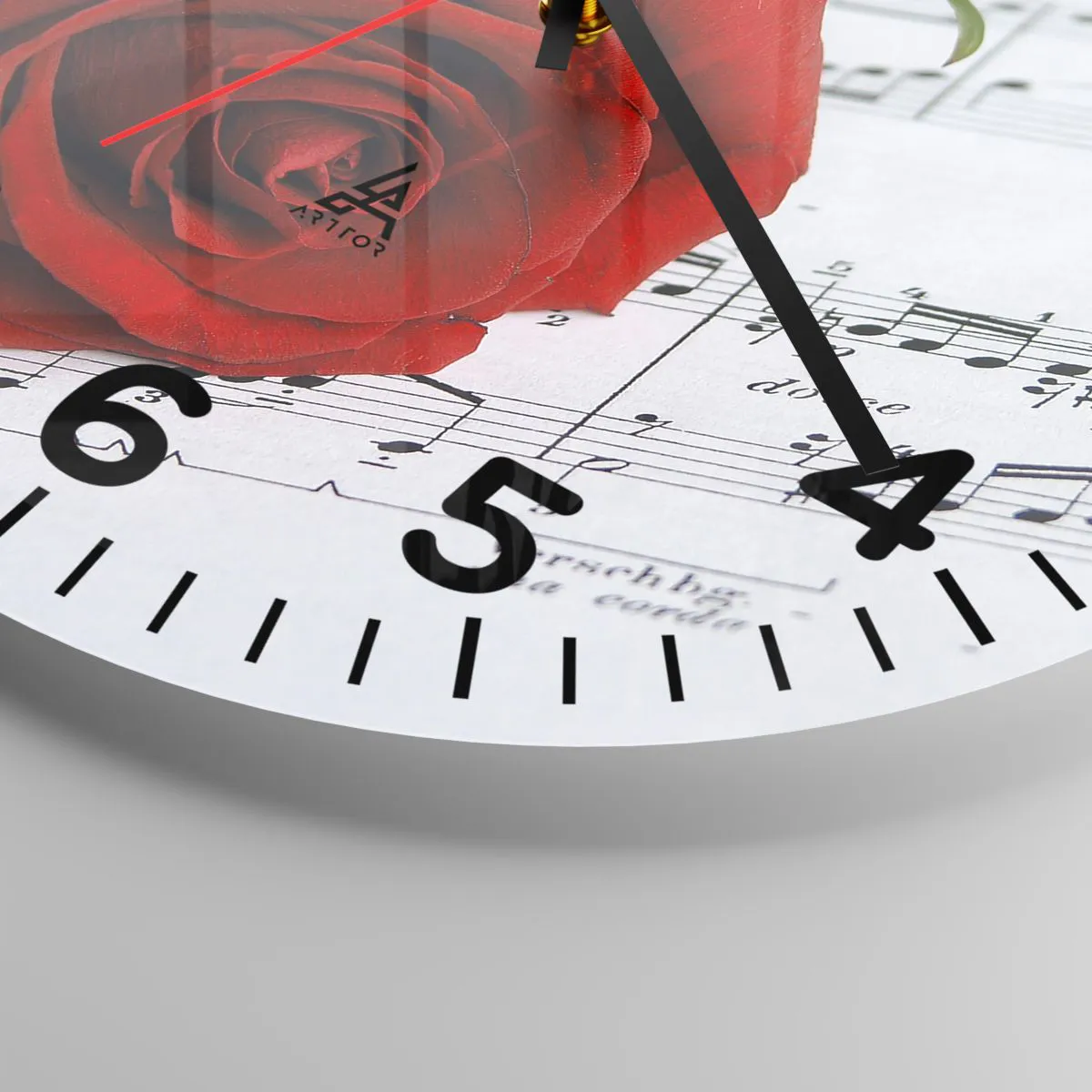 Wanduhr - Glasuhr - Musik der Gefühle in Scharlach - 40x40 cm