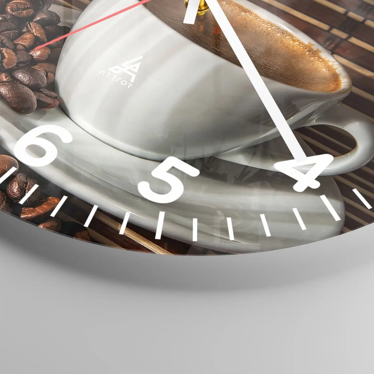 Ceas de perete - Ceas pe sticlă - Negru de cărbune, transparență de chihlimbar - 40x40 cm