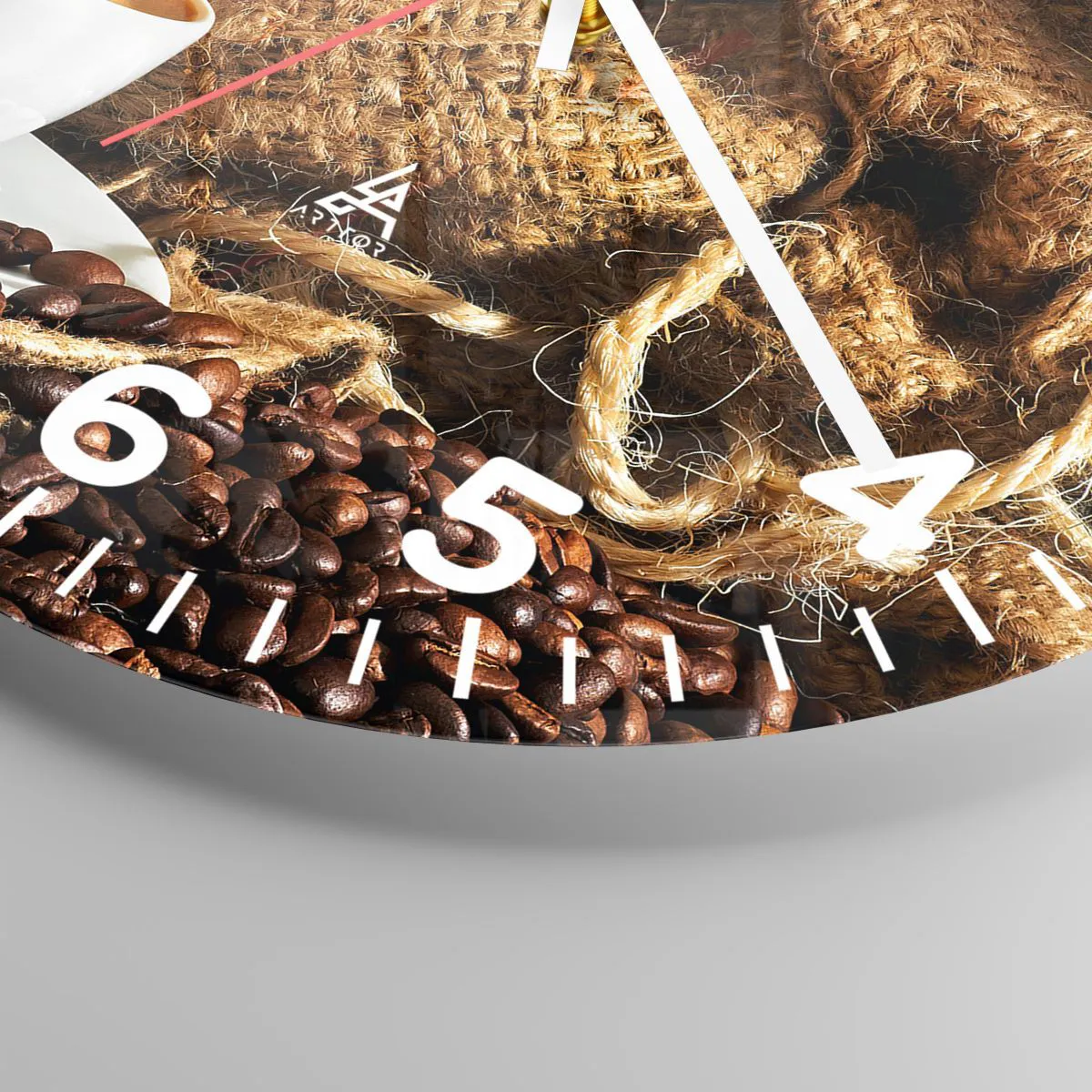Wall clock - Clock on glass - Smell of a Mocha and Density of a Honey Drink - 40x40 cm