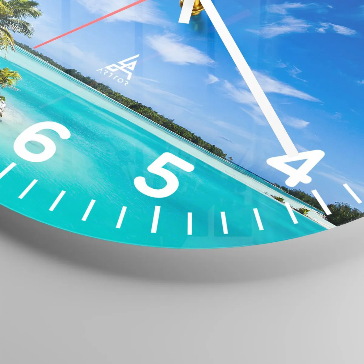 Ceas de perete - Ceas pe sticlă - Paradisul pe pământ - 40x40 cm