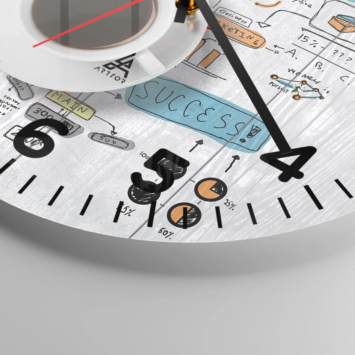 Wanduhr - Glasuhr - Zeit für eine Pause - 30x30 cm