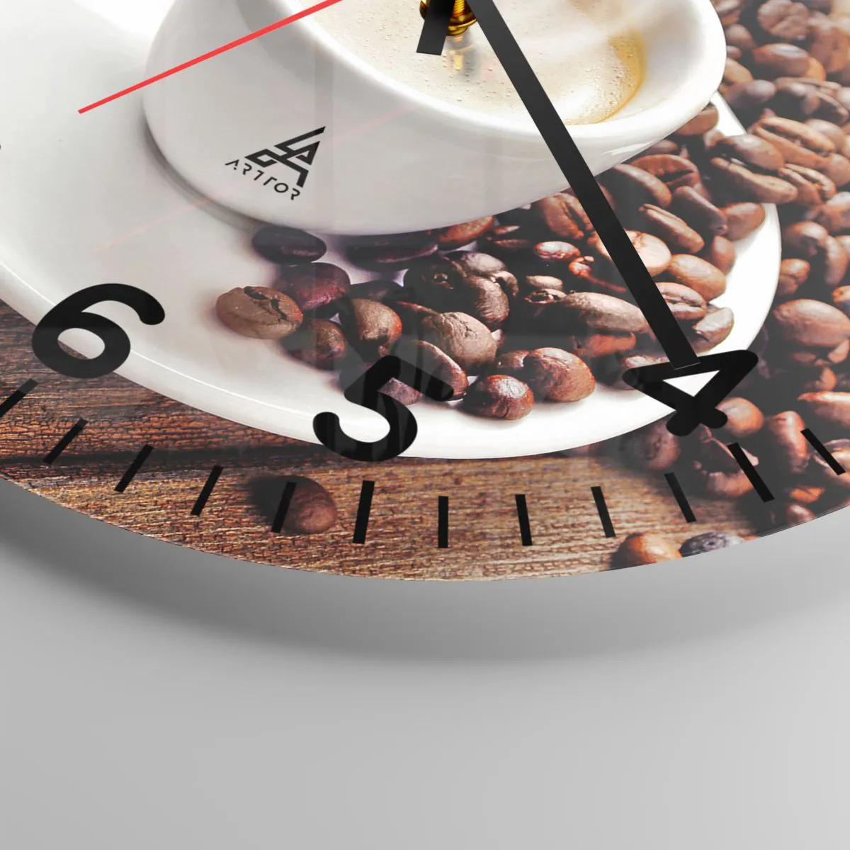 Wanduhr - Glasuhr - Kaffee auf der Bank - 30x30 cm