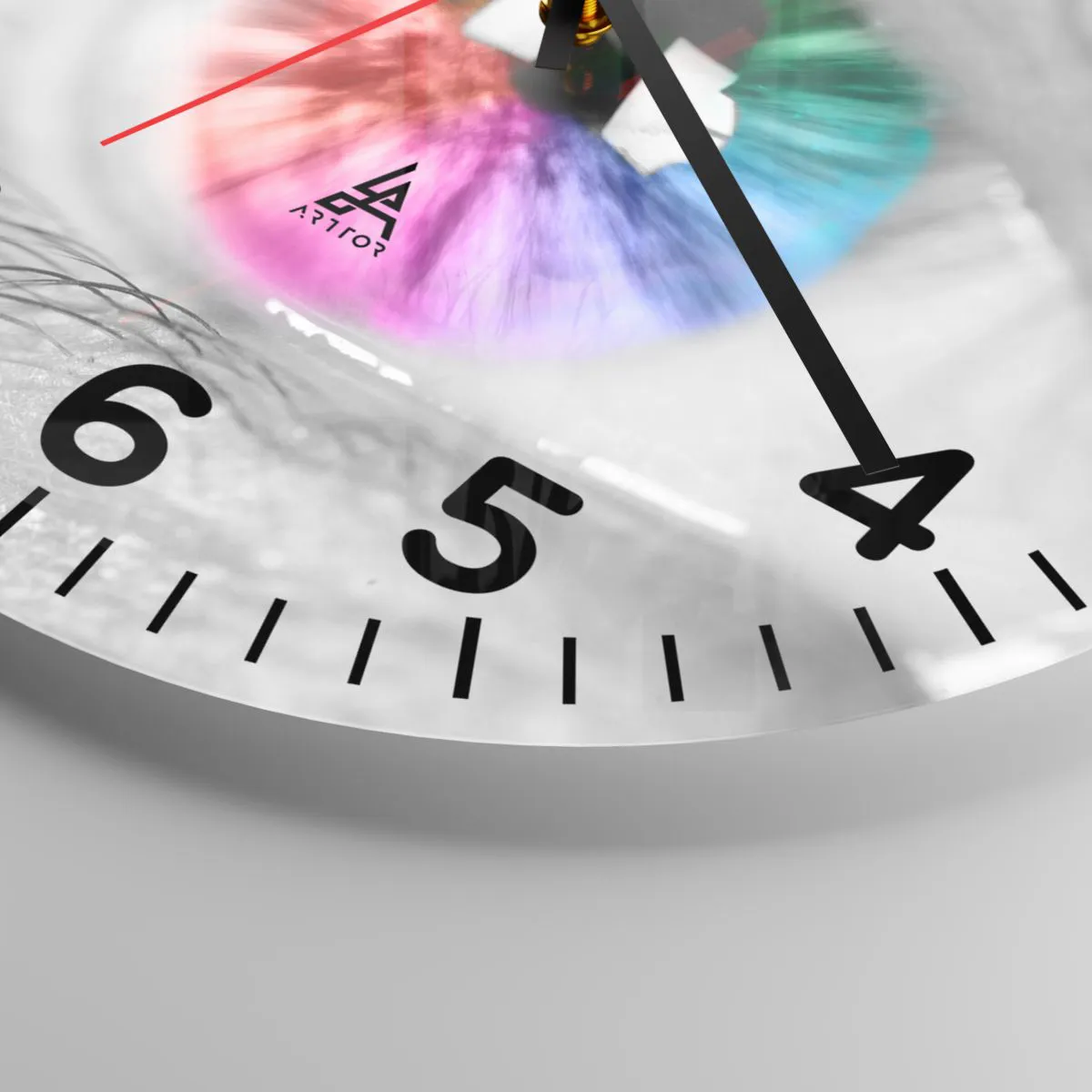 Reloj de pared - Reloj de vidrio - Ver el mundo en color - 40x40 cm