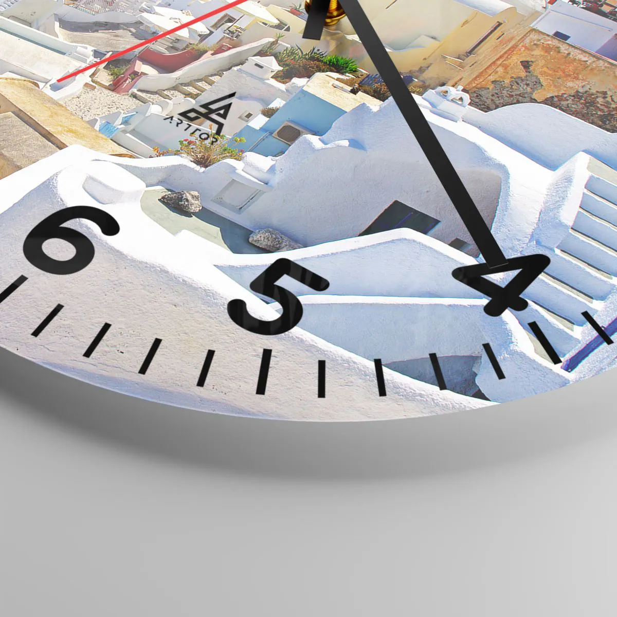 Ceas de perete - Ceas pe sticlă - Visând la o vară grecească - 30x30 cm