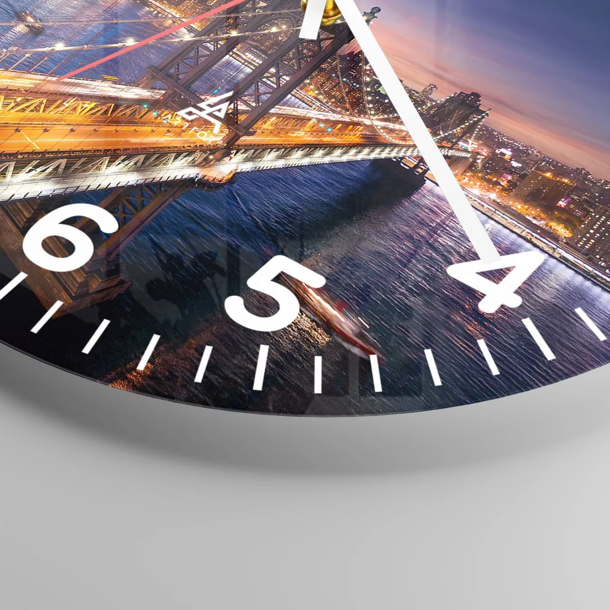 Ceas de perete - Ceas pe sticlă - Pe un pod luminos către inima orașului - 30x30 cm