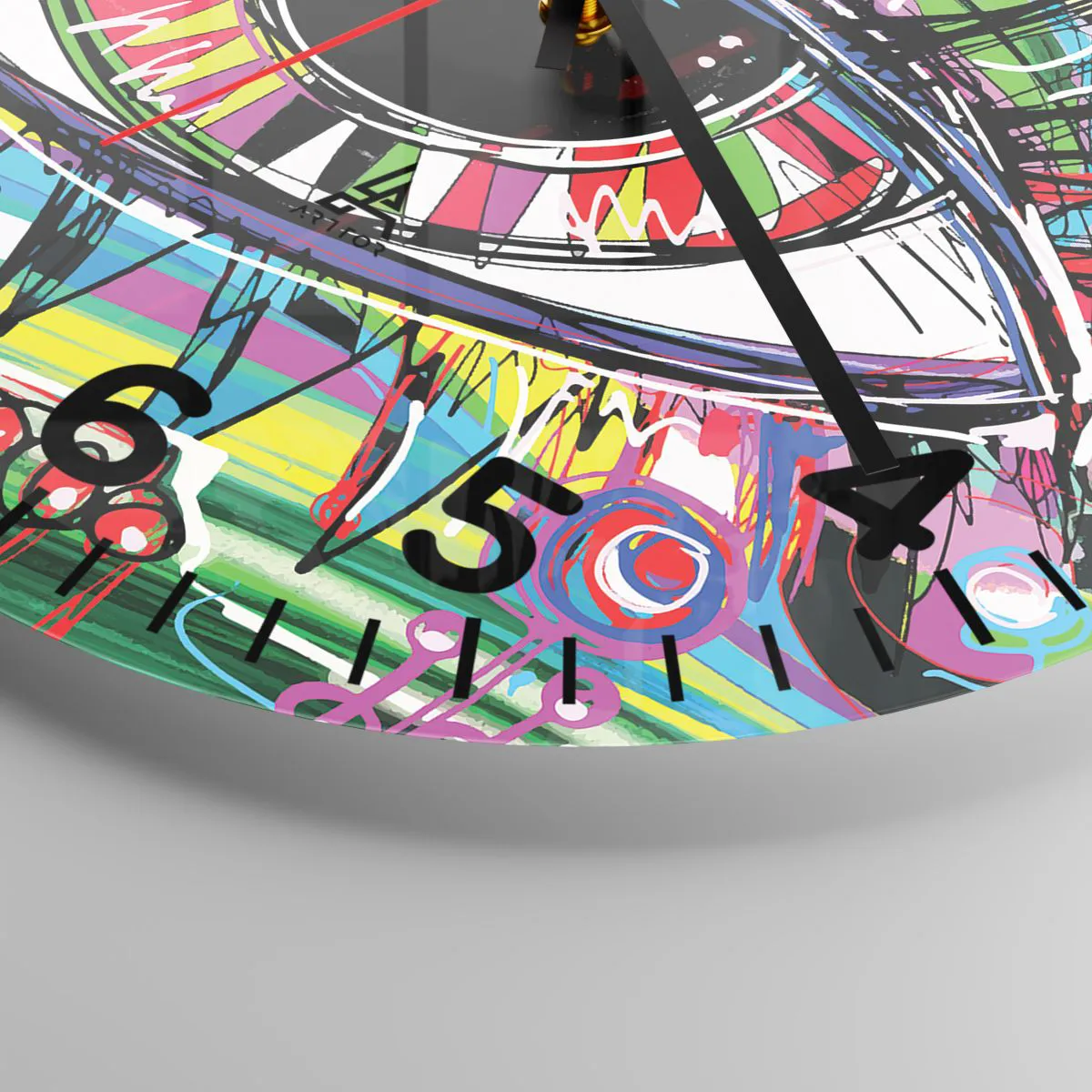 Ceas de perete - Ceas pe sticlă - Un ochi colorat - un suflet colorat - 30x30 cm