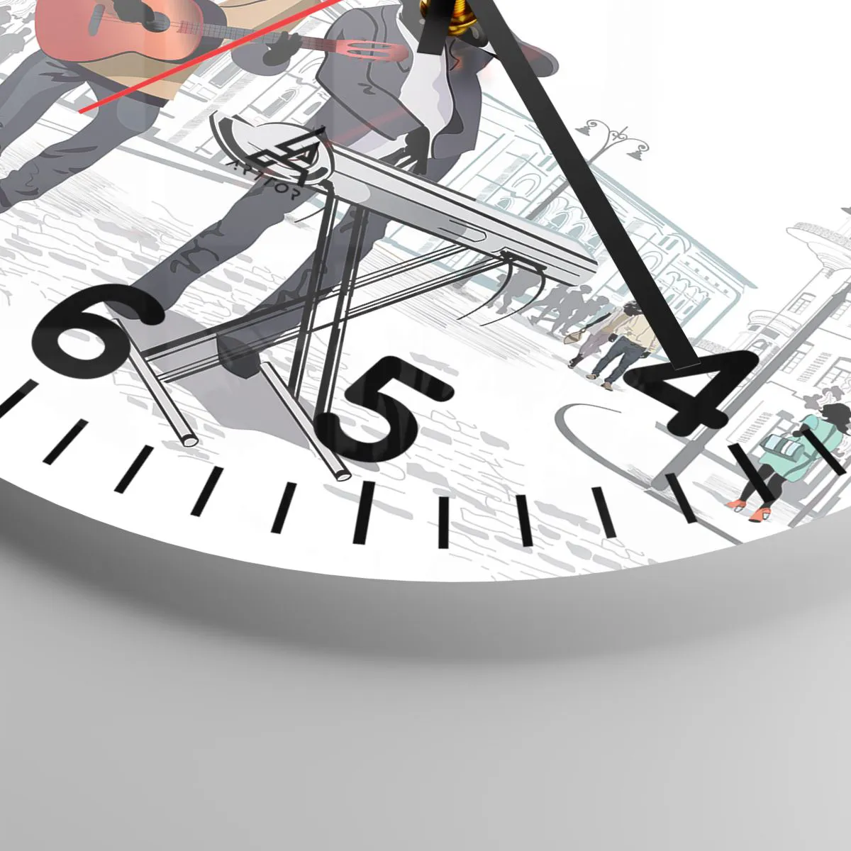 Relógio de parede - Relógio em vidro - Música de rua - 40x40 cm