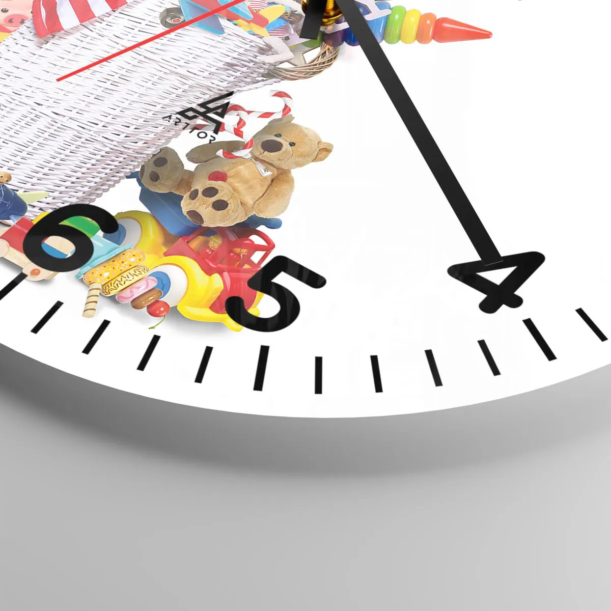 Ceas de perete - Ceas pe sticlă - Comorile micuțului - 30x30 cm