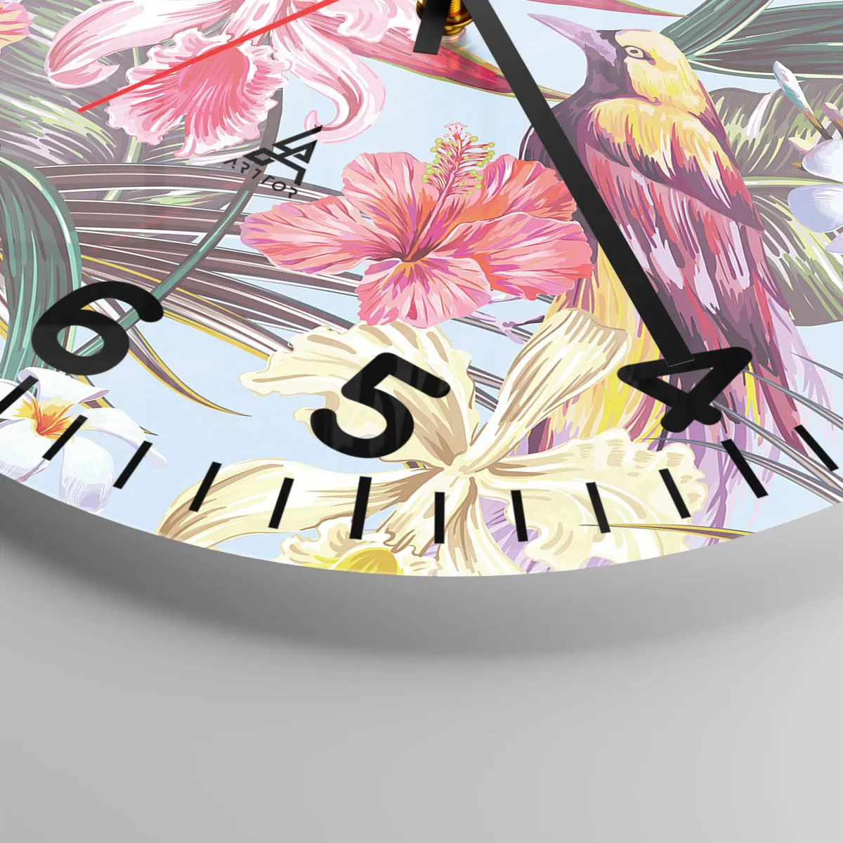 Horloge murale - Pendule murale - Pétales et plumes - 30x30 cm