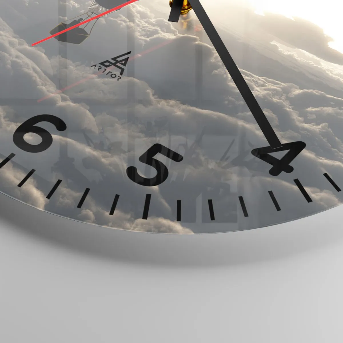 Wanduhr - Glasuhr - Ein Wanderer über den Wolken - 40x40 cm