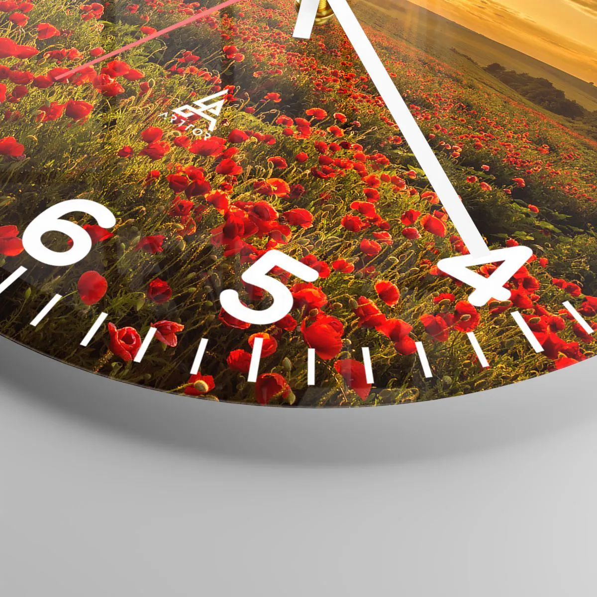 Reloj de pared - Reloj de vidrio - Entre los campos de flores - 30x30 cm