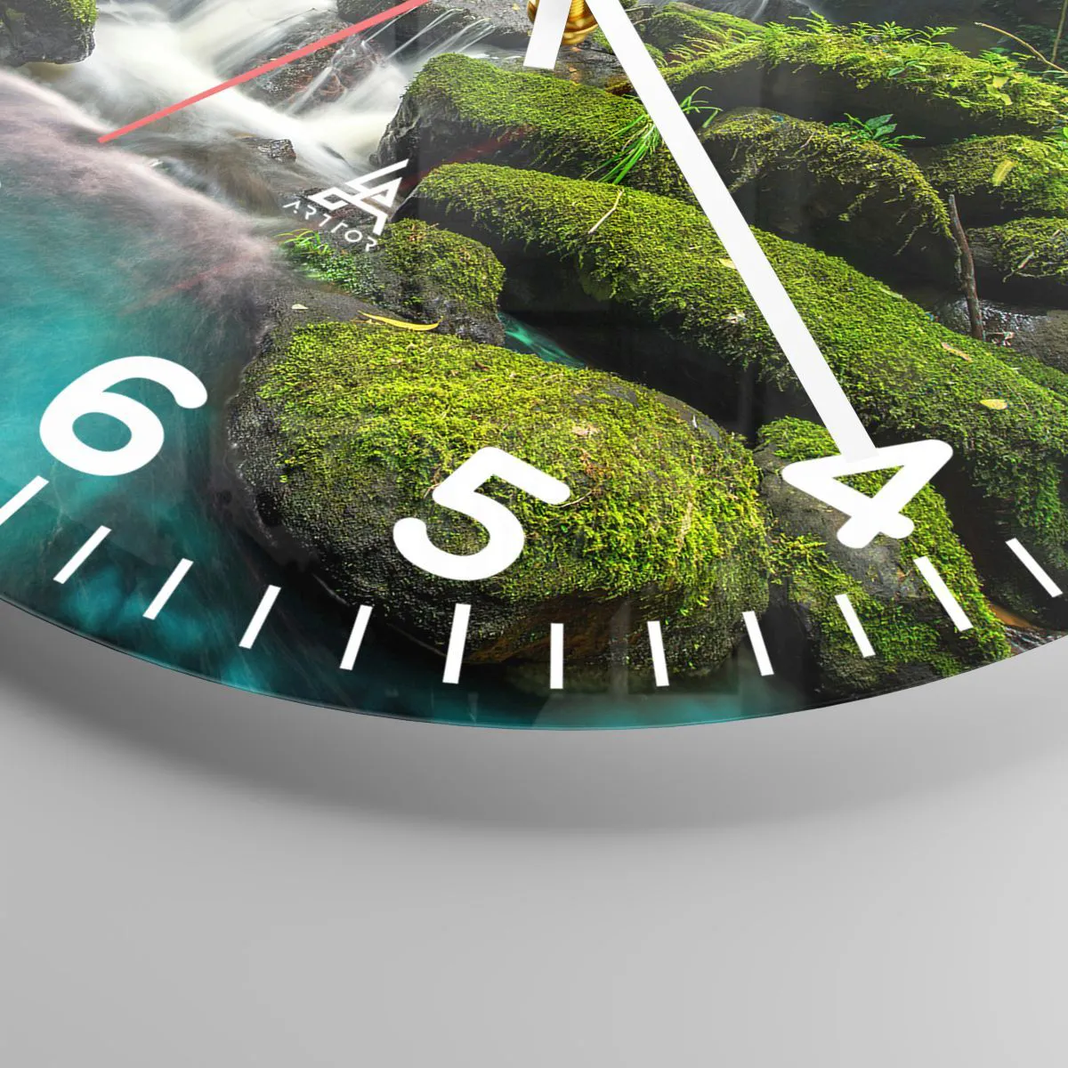 Wanduhr - Glasuhr - Türkis, Saphire und flüssiges Silber - 30x30 cm