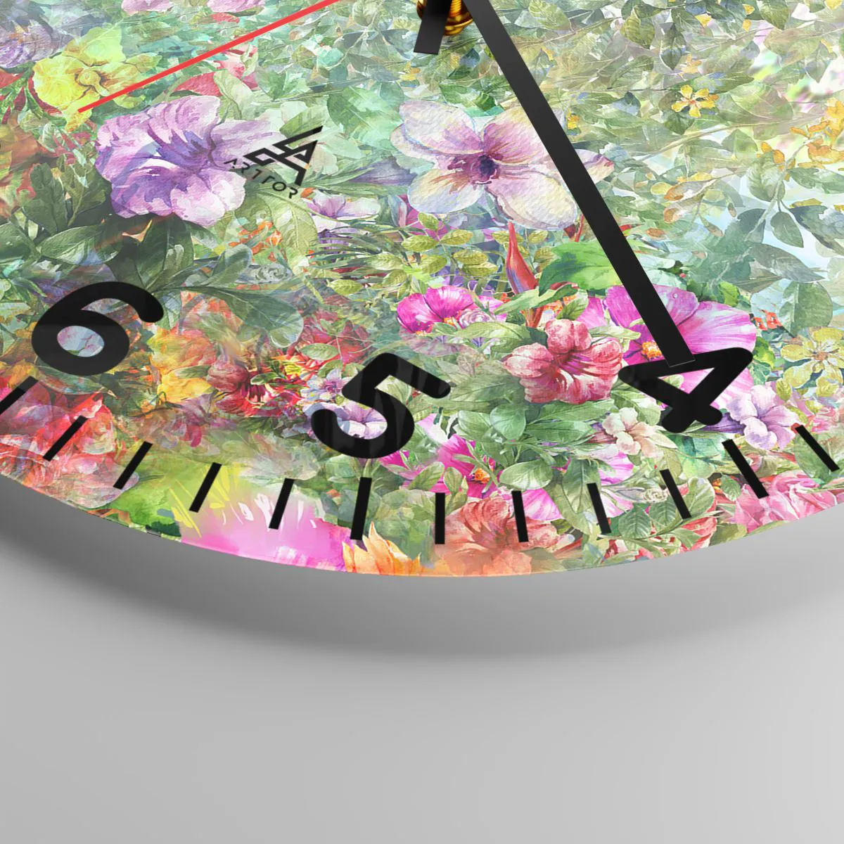 Wall clock - Clock on glass - Lost in the Flowers - 30x30 cm