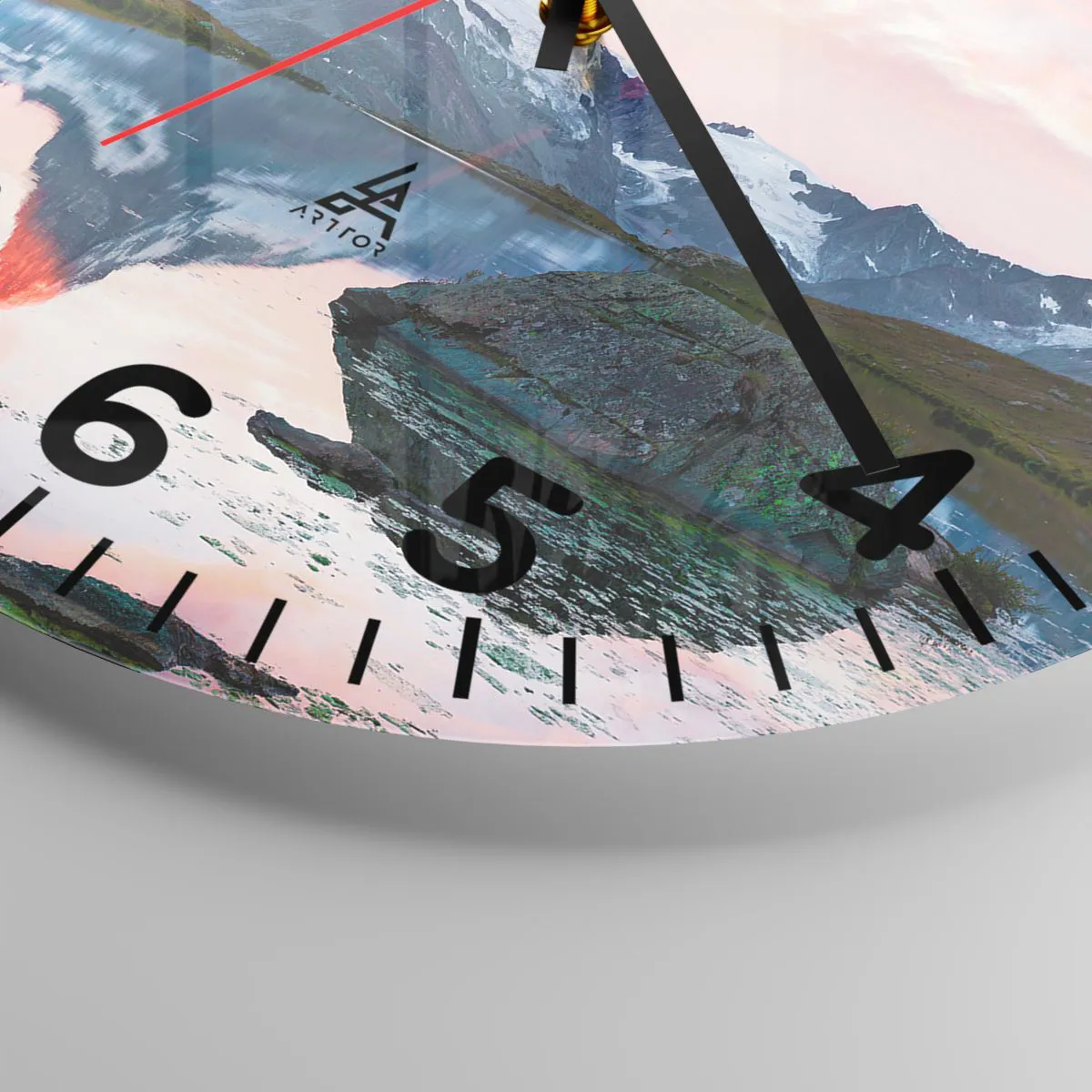 Ceas de perete - Ceas pe sticlă - Inima munților este fierbinte - 30x30 cm