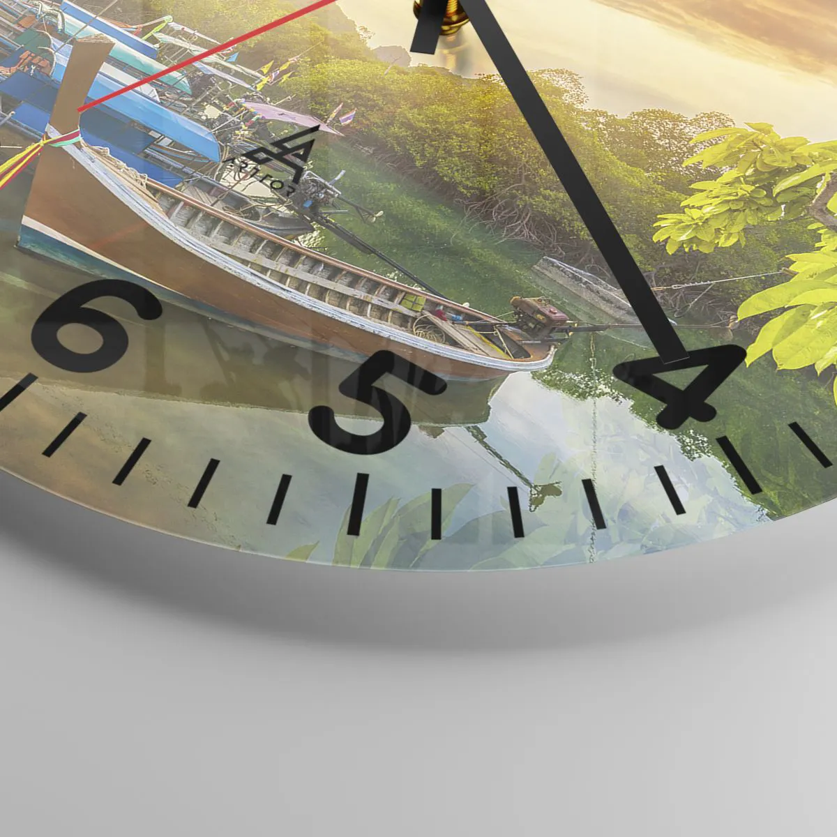 Wall clock - Clock on glass - At the Start of a Busy Day - 30x30 cm