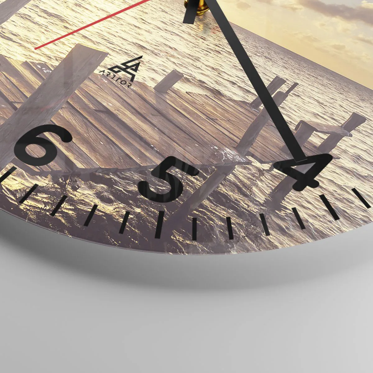 Wall clock - Clock on glass - Golden Land of Tranquility - 30x30 cm