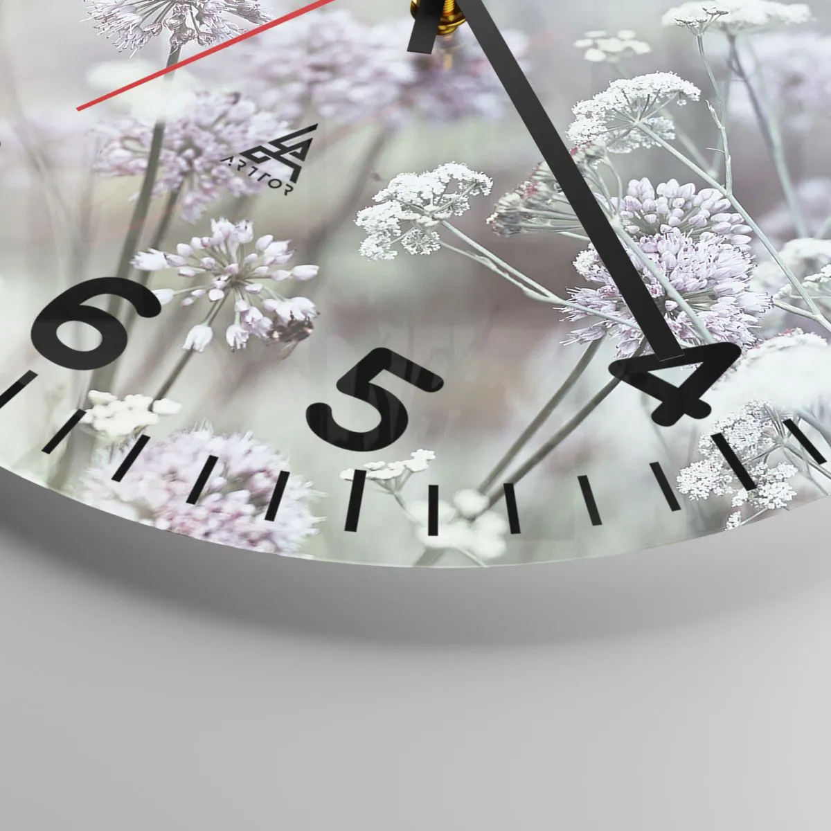 Ceas de perete - Ceas pe sticlă - Ierburi dulci filigranate - 40x40 cm