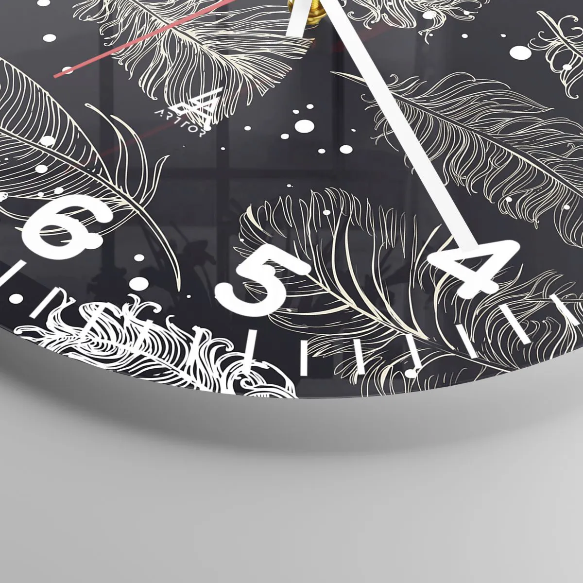 Reloj de pared - Reloj de vidrio - Encaje de plumas - 30x30 cm