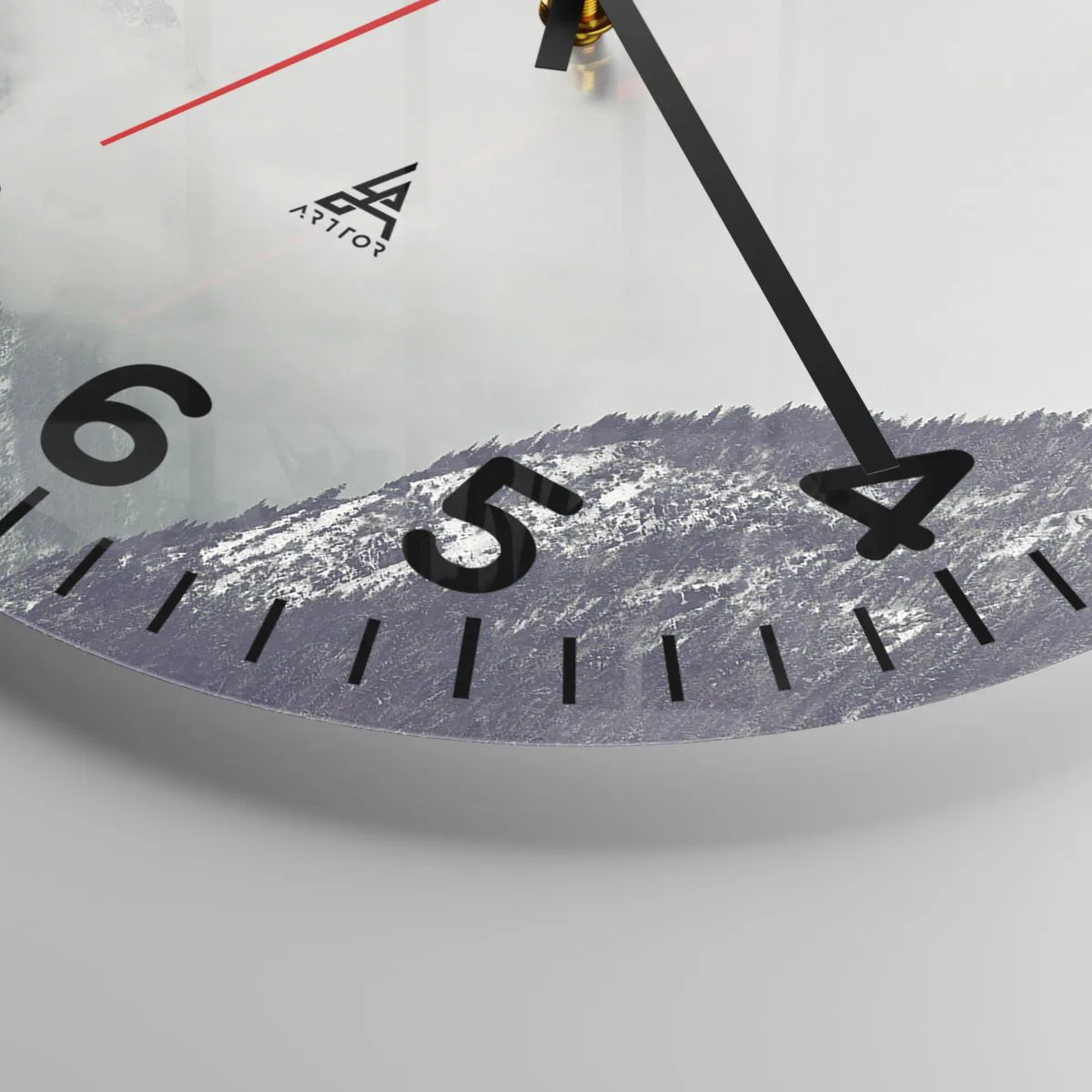 Ceas de perete - Ceas pe sticlă - Valea cețoasă - 30x30 cm