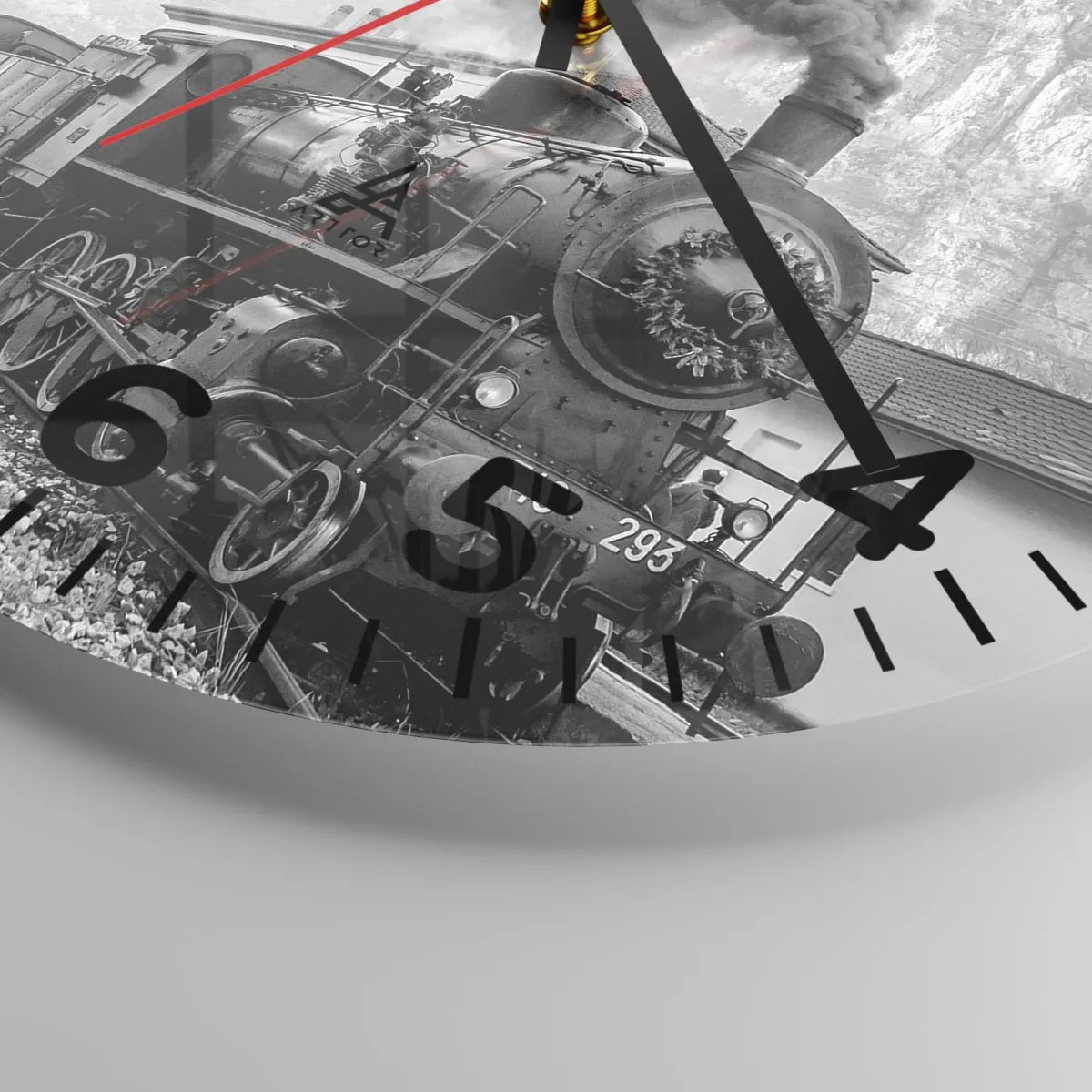 Wall clock - Clock on glass - Standing at the Station... - 40x40 cm