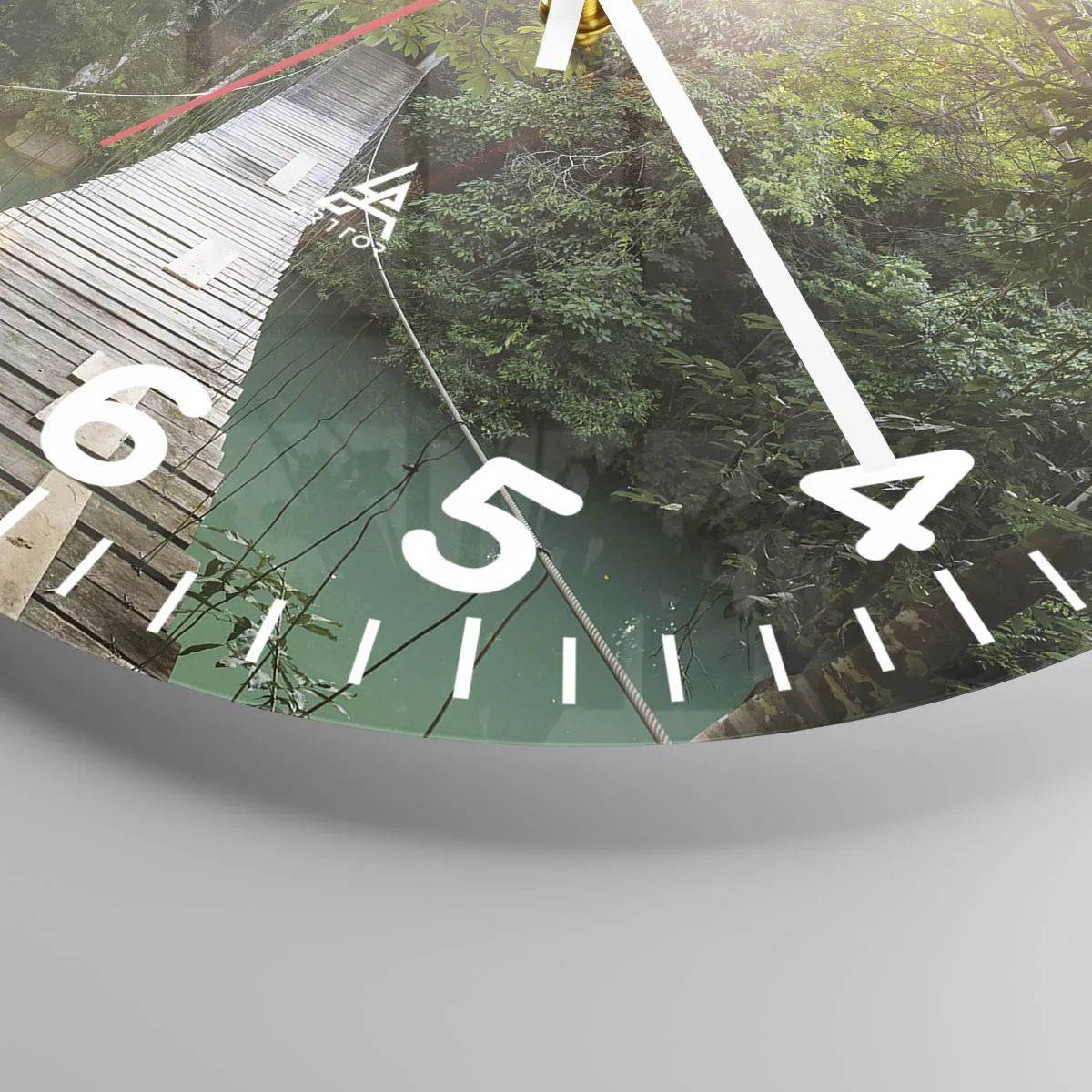 Relógio de parede - Relógio em vidro - Da água azul para a floresta azul - 40x40 cm