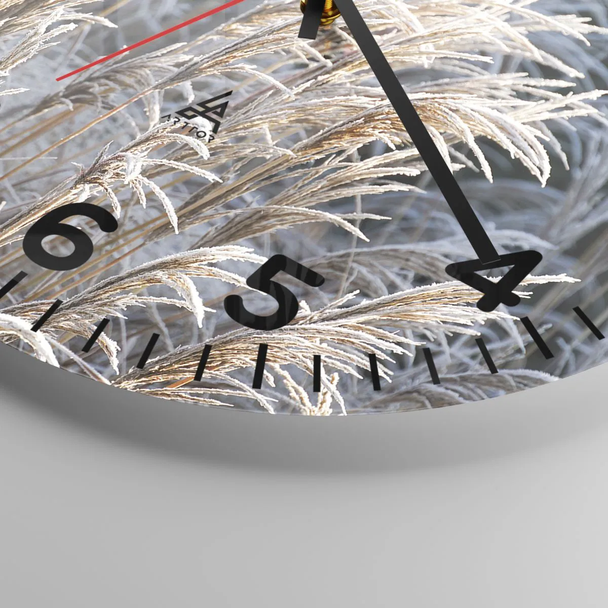 Wall clock - Clock on glass - Decorated with Frost - 30x30 cm