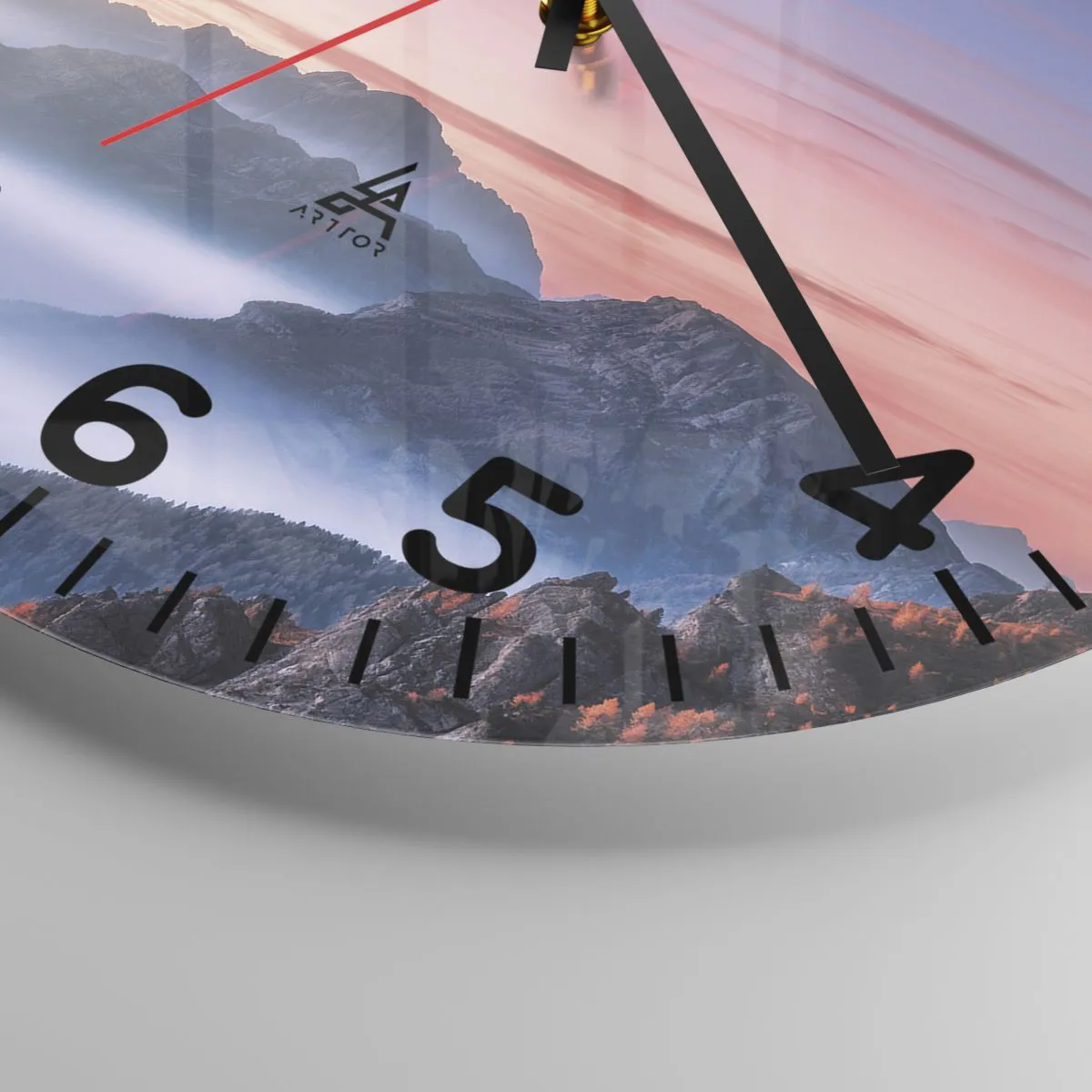 Ceas de perete - Ceas pe sticlă - Peste văi - 30x30 cm