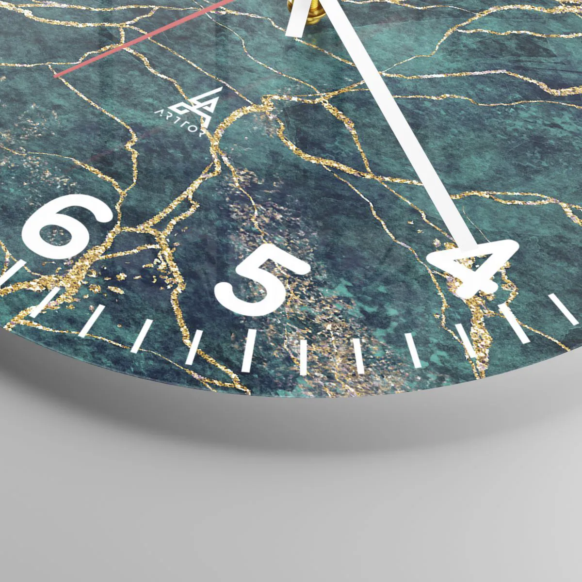 Väggklocka - Klocka på glas - Guldåder - 30x30 cm