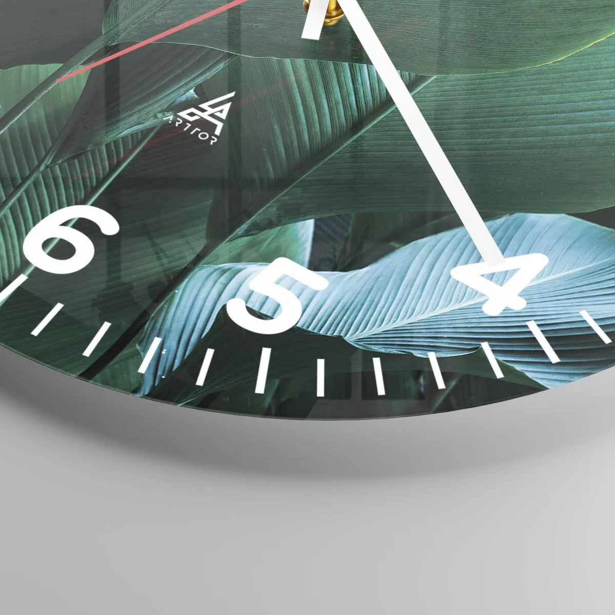 Ceas de perete - Ceas pe sticlă - Cu frunza la lumină - 30x30 cm