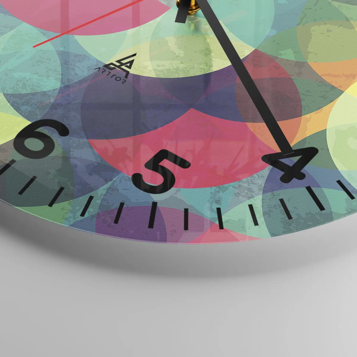 Ceas de perete - Ceas pe sticlă - Să intrăm în curcubeu - 40x40 cm