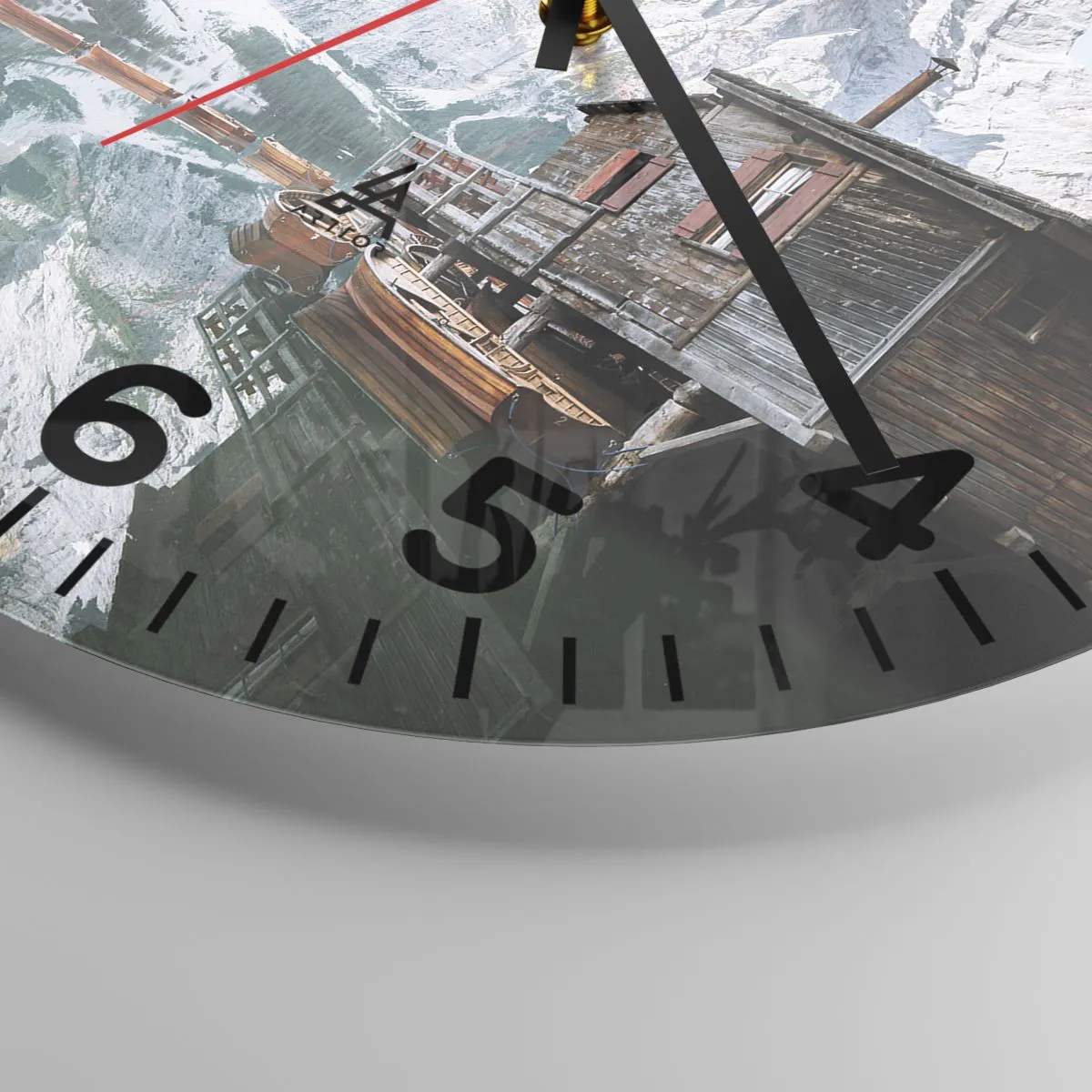 Wanduhr - Glasuhr - Kristallklarer Bergmorgen - 30x30 cm