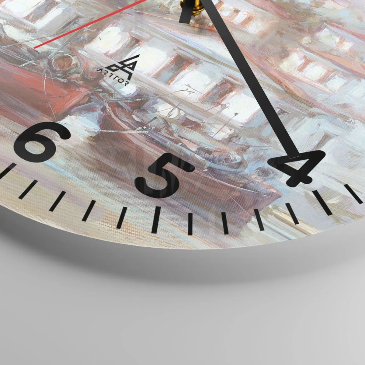 Wanduhr - Glasuhr - Glückliche Stadt - 30x30 cm