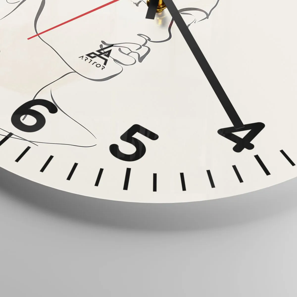 Ceas de perete - Ceas pe sticlă - Cu o linie sigură - 40x40 cm