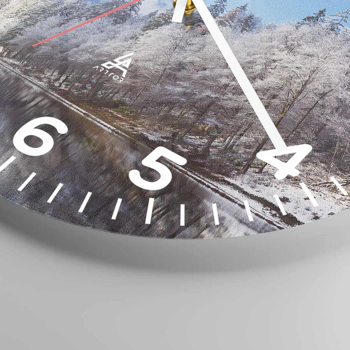 Relógio de parede - Relógio em vidro - Guarda de neve - 40x40 cm