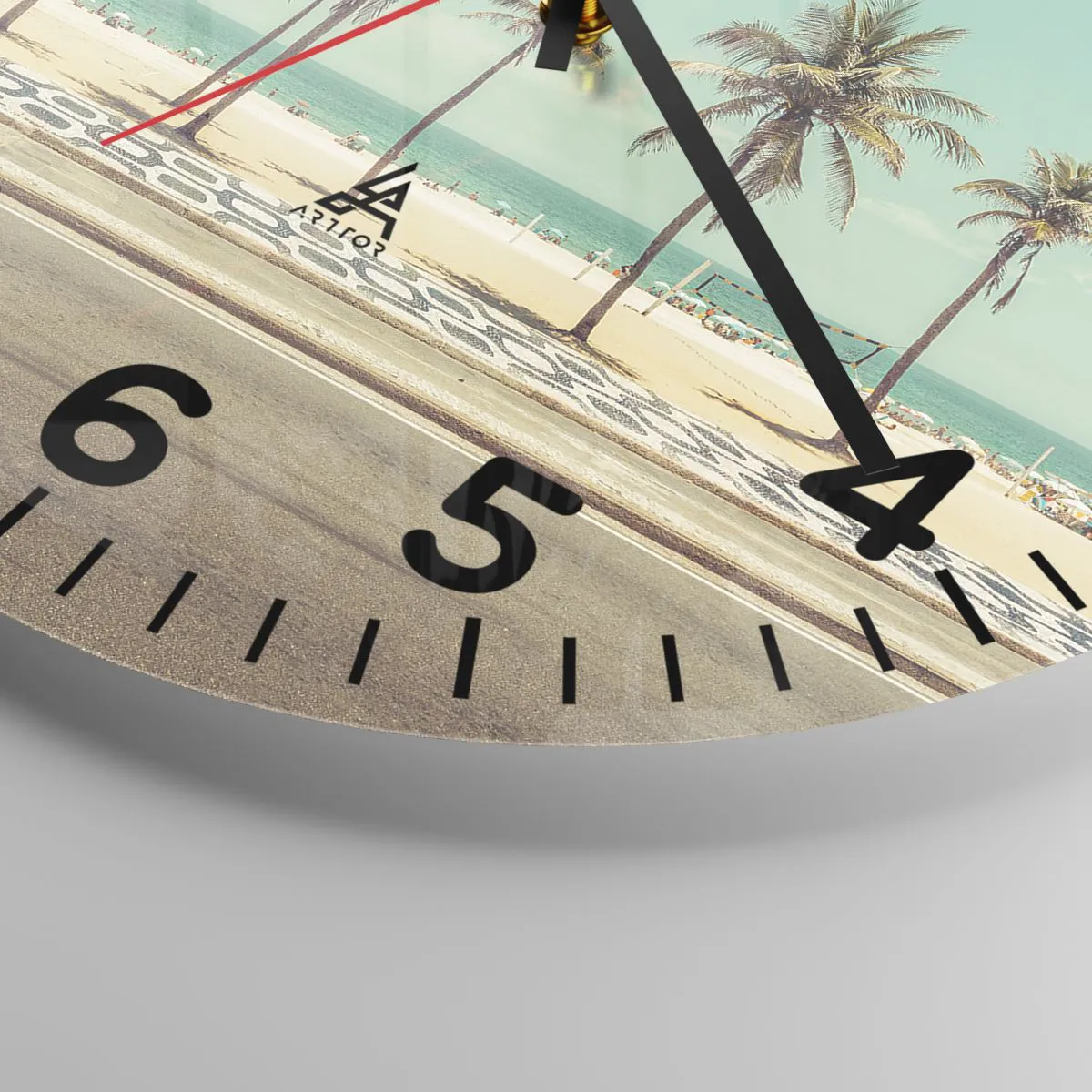 Wanduhr - Glasuhr - Beim Bewachen des Strandes - 40x40 cm