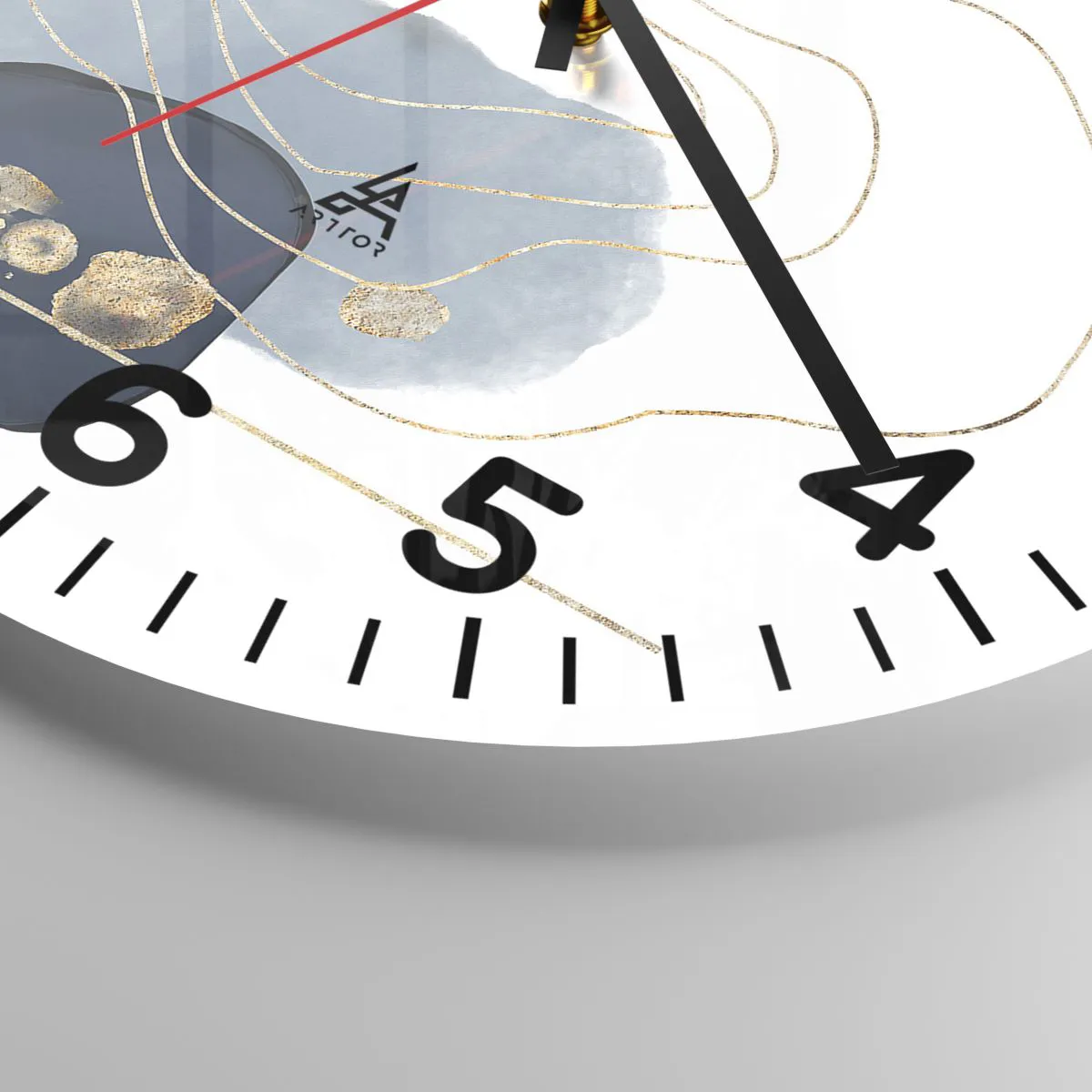 Relógio de parede - Relógio em vidro - Fantasia azul e dourada - 40x40 cm