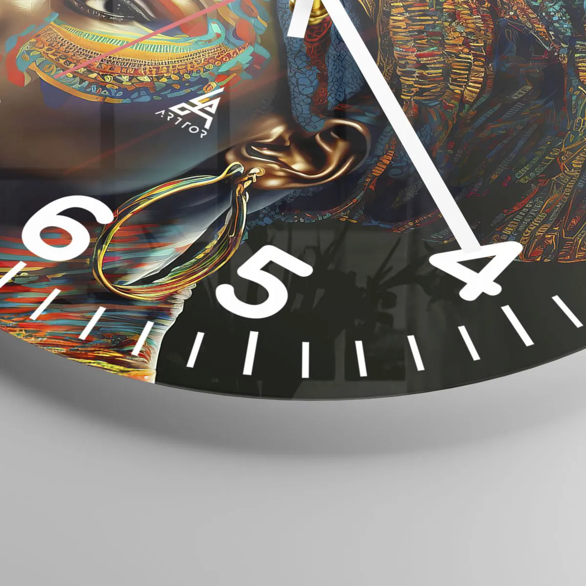 Ceas de perete - Ceas pe sticlă - Regina africană - 40x40 cm