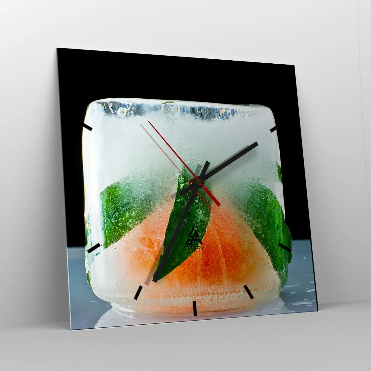 Relógio de parede - Relógio em vidro - Frescor e refresco - 30x30 cm