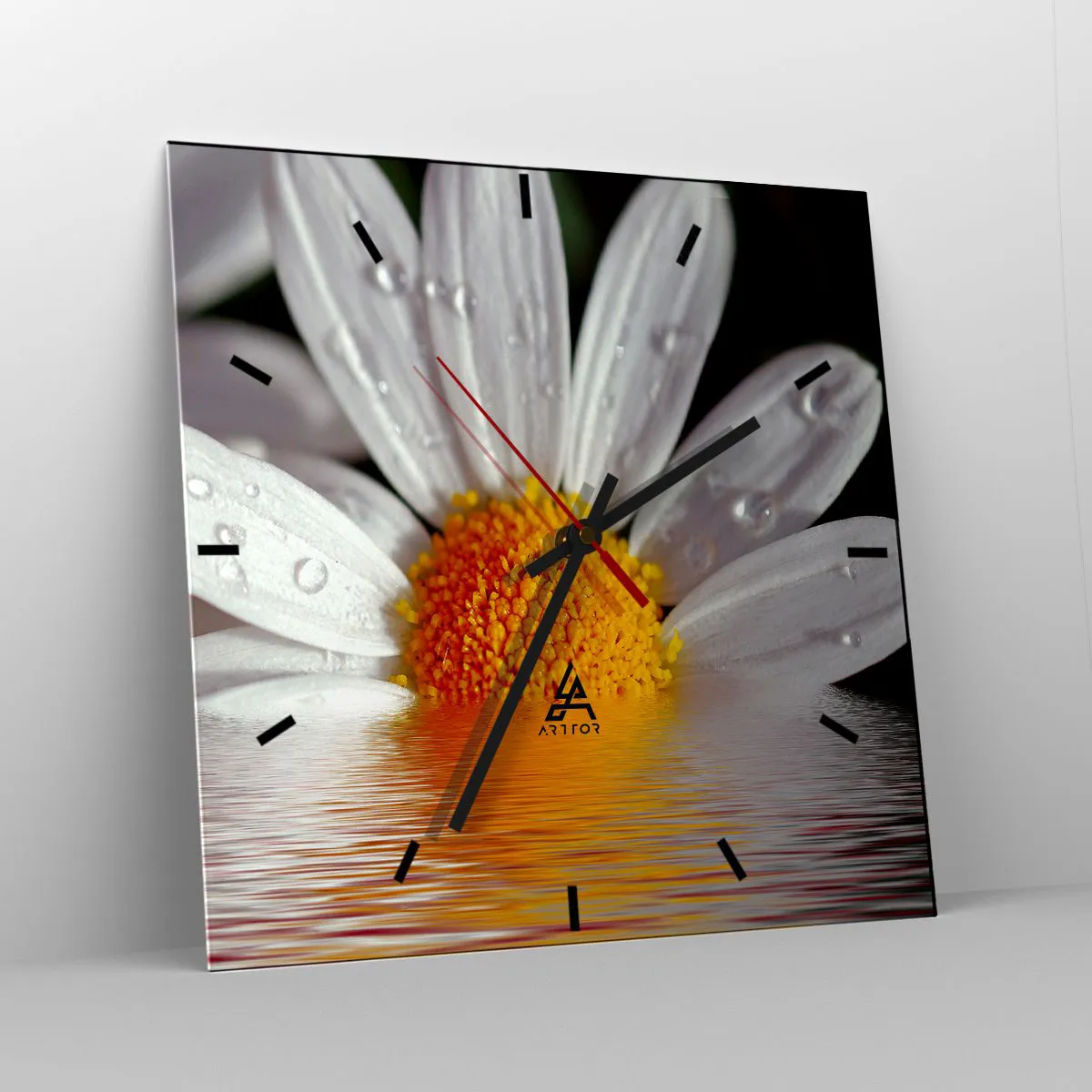 Väggklocka - Klocka på glas - Prästkrages uppstigande sol - 30x30 cm