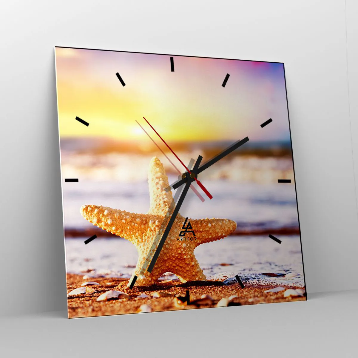 Wall clock - Clock on glass - Sea Kiss - 30x30 cm
