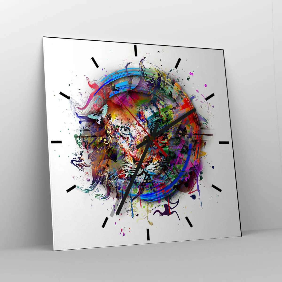 Väggklocka - Klocka på glas - Lurar bakom regnbågen - 30x30 cm