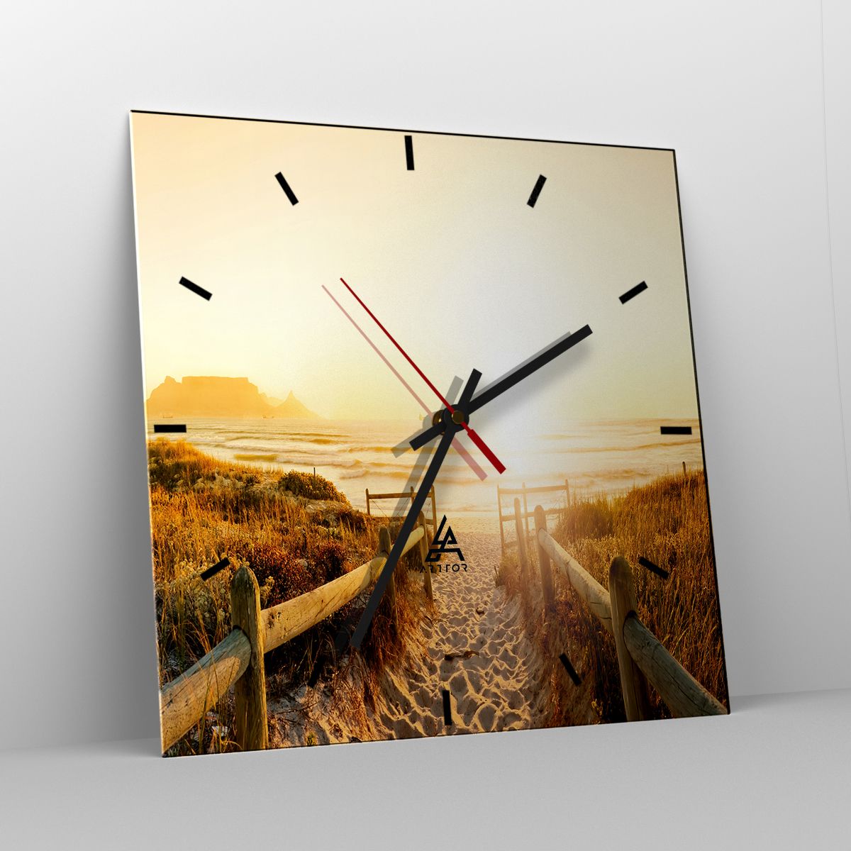 Orologio da parete Arttor - Attraverso la duna, verso il sole - Quadrante  con trattini, Forma: Quadrato - 30x30 cm - Paesaggio, Spiaggia, Il Tramonto