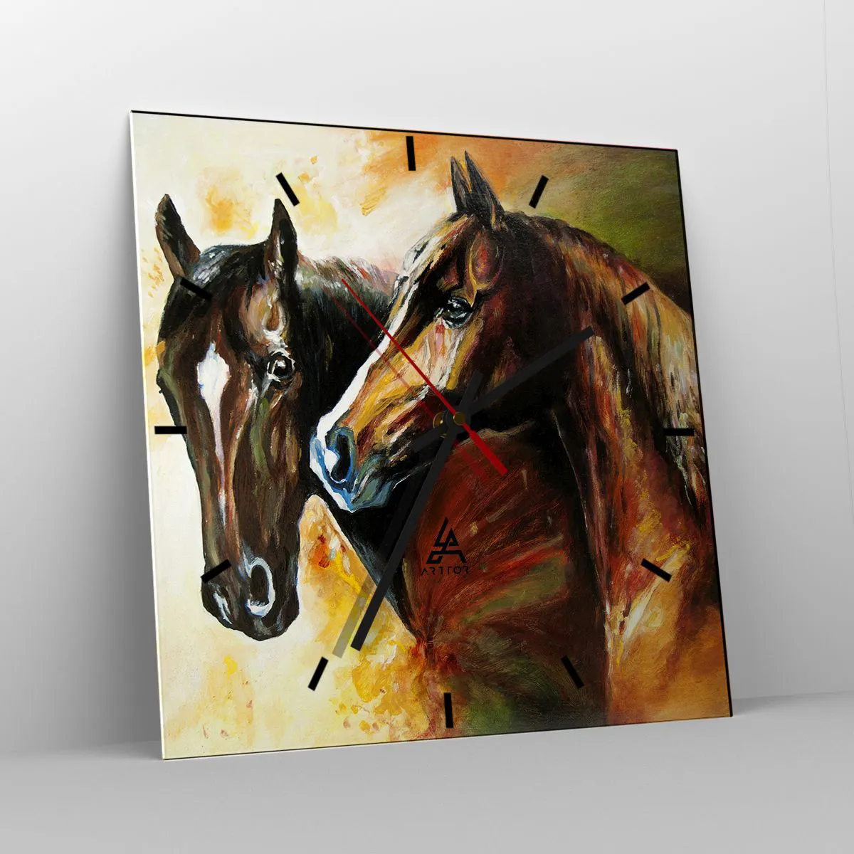 Wall clock - Clock on glass - Twice More Charm - 30x30 cm