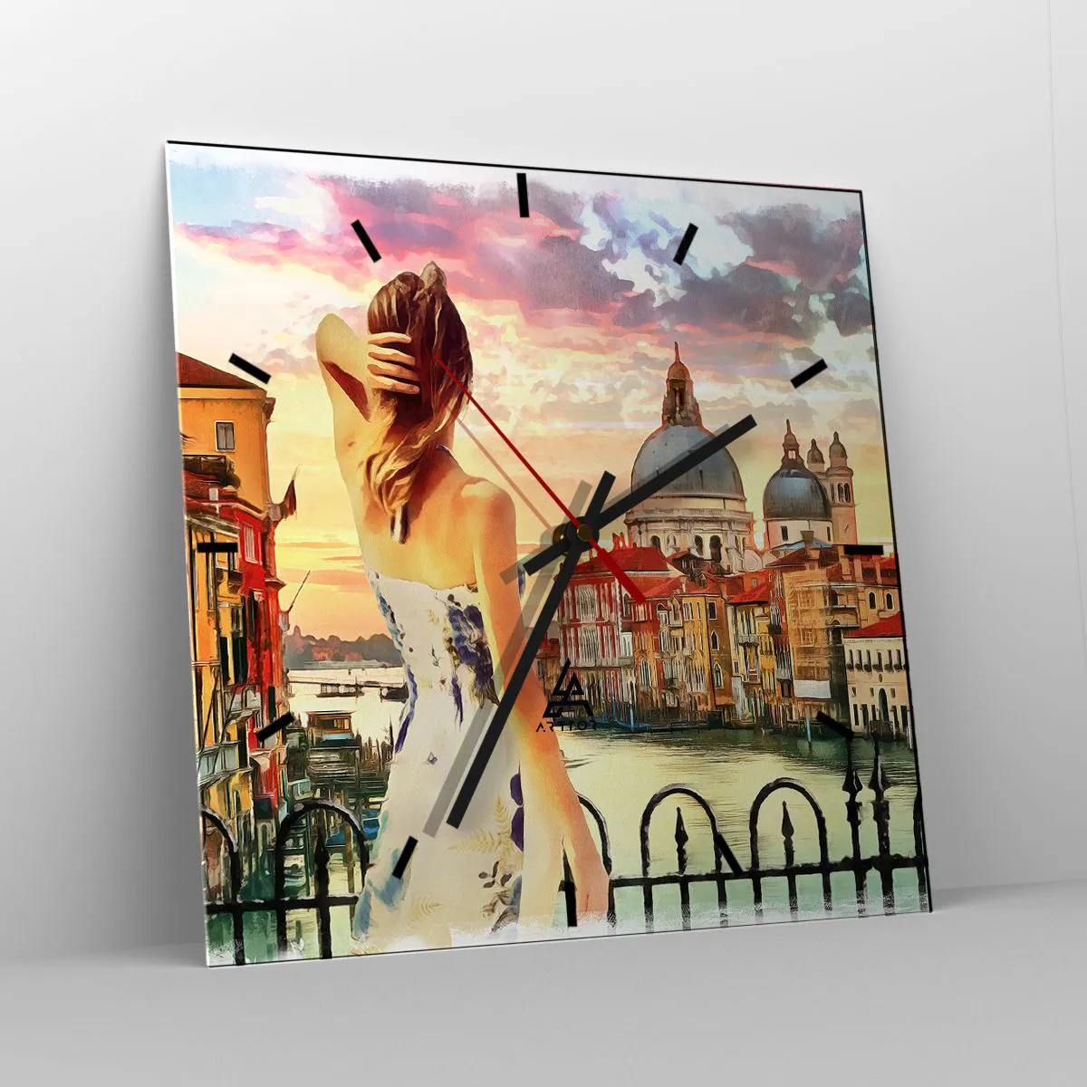 Väggklocka - Klocka på glas - Äventyr endast i ... - 30x30 cm