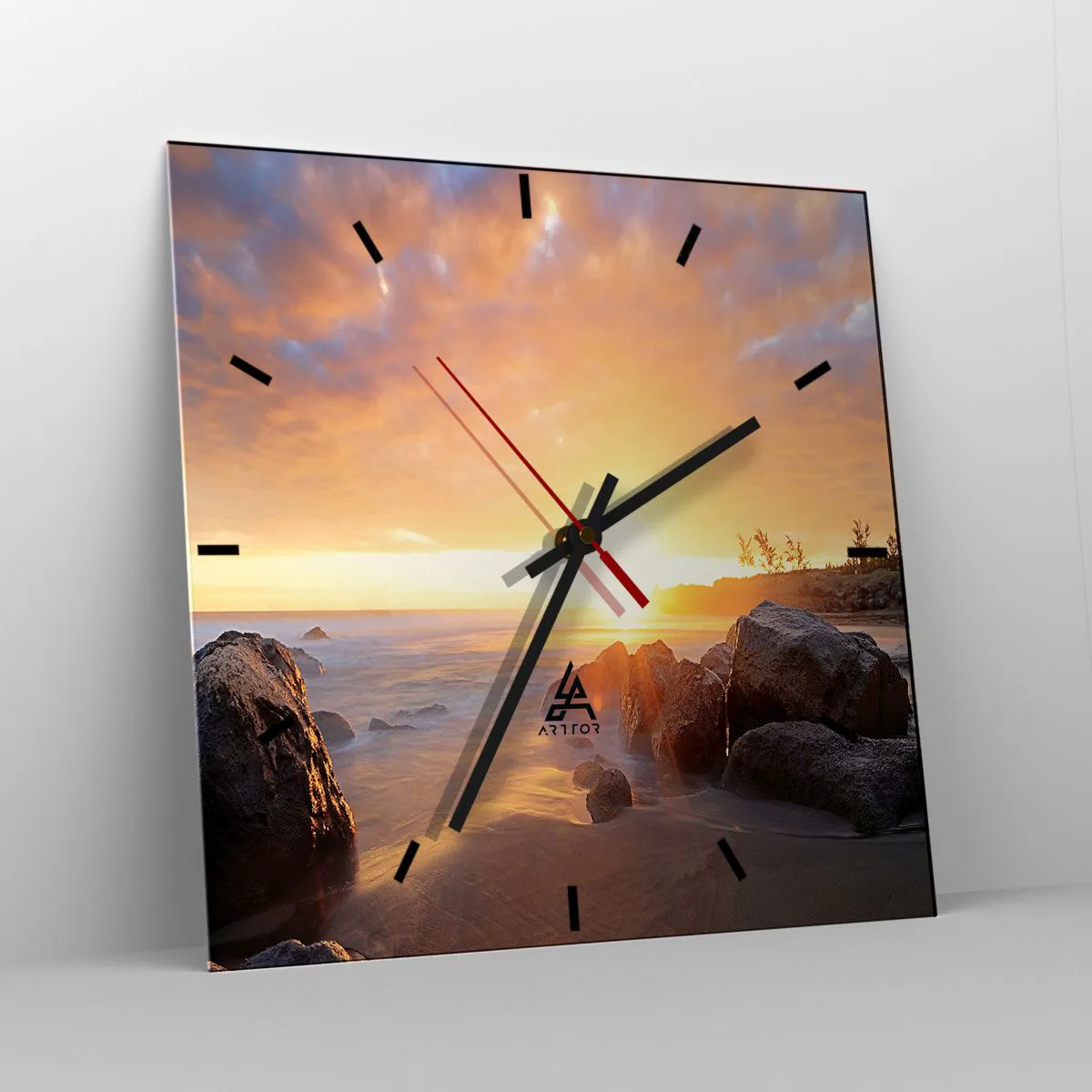 Ceas de perete - Ceas pe sticlă - Briză luminoasă de seară - 30x30 cm