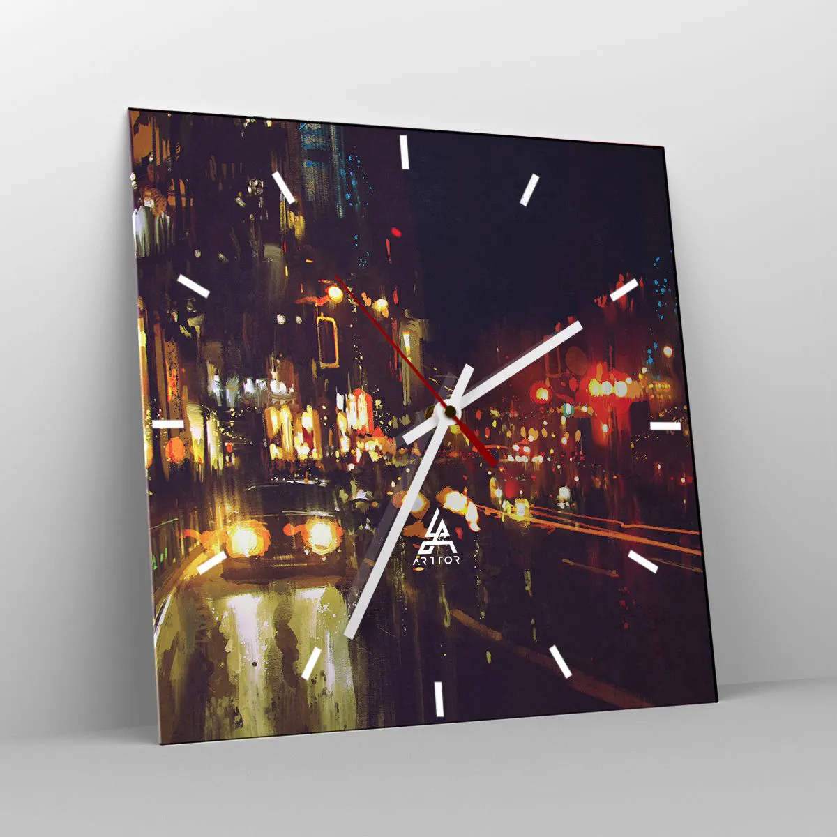 Ceas de perete - Ceas pe sticlă - Scufundat în lumina nopții - 30x30 cm