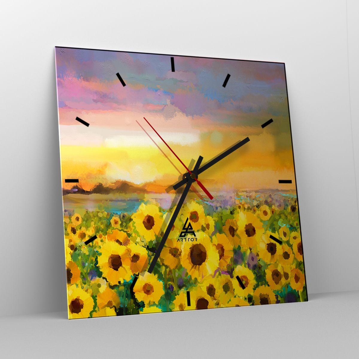 Reloj de pared Arttor - El propio sol ha bajado a la Tierra - Esfera sin  numeración, con rayas, Forma: Cuadrado - 30x30 cm - Campo De Girasol,  Girasol, Naturaleza