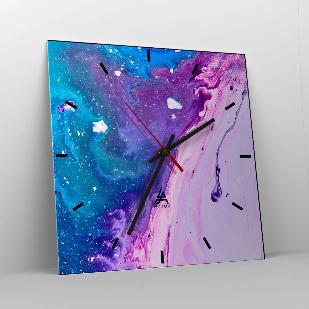 Relógio de parede - Relógio em vidro - Yin e yang - 30x30 cm